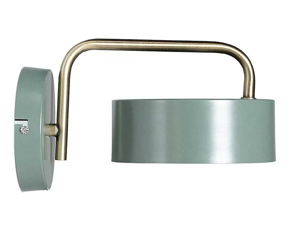 Candeeiro De Parede*OZAIA Conjunto De 2 Apliques De Parede Estilo Vintage Em Metal Cor Verde Oliva E Dourado - Otilie