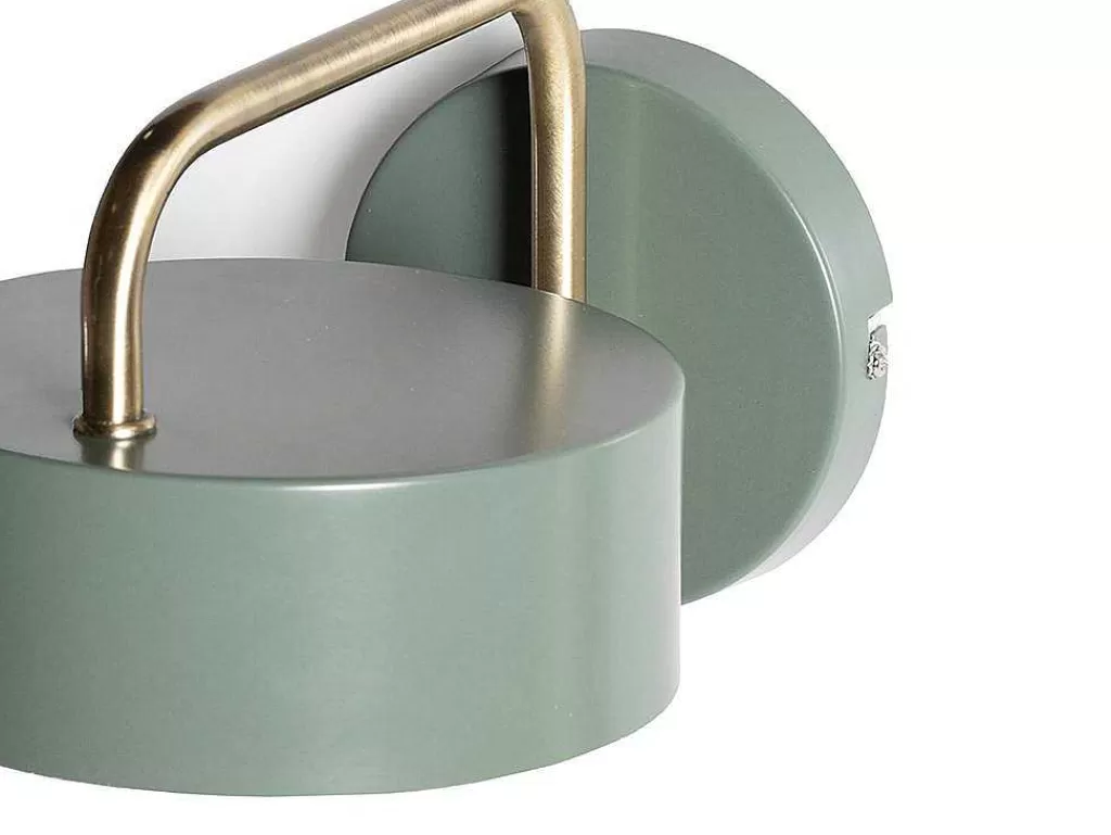 Candeeiro De Parede*OZAIA Conjunto De 2 Apliques De Parede Estilo Vintage Em Metal Cor Verde Oliva E Dourado - Otilie