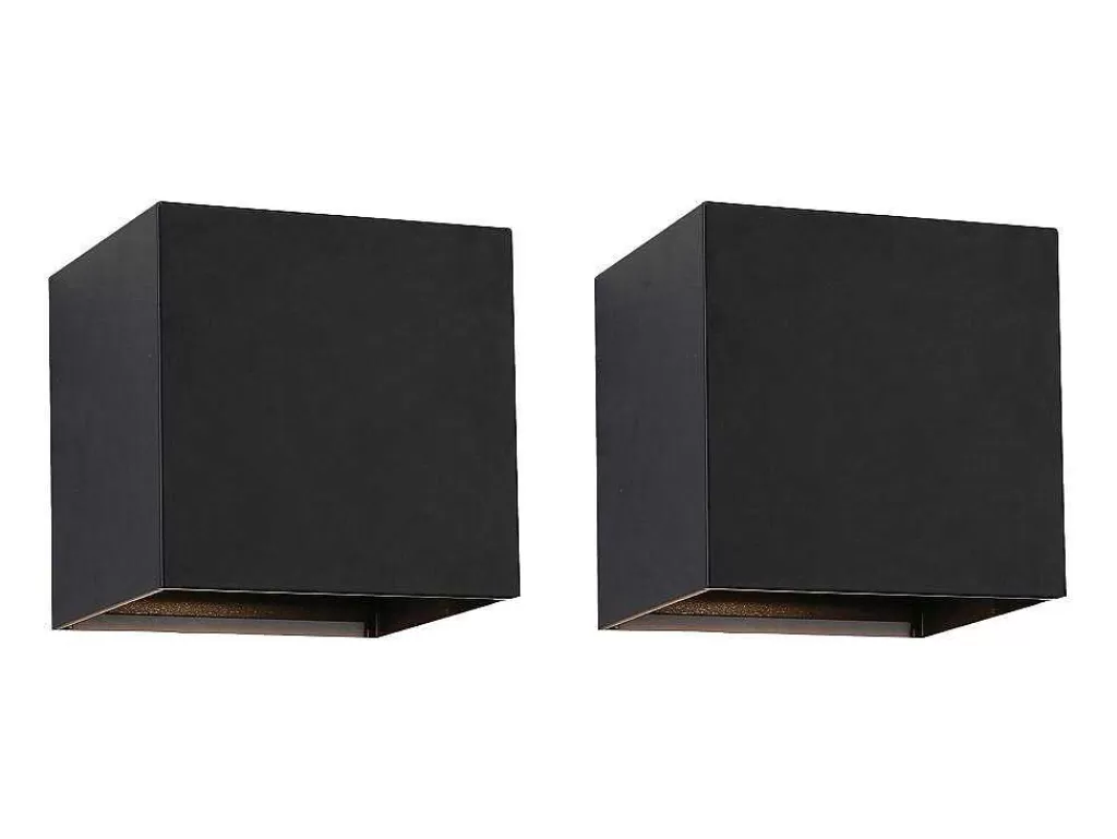 Candeeiro De Parede*OZAIA Conjunto De 2 Apliques Led Em Aluminio A. 10 Preto - Paisley
