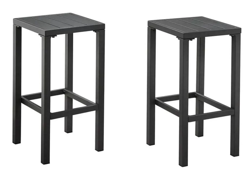 Bar De Jardim*MYLIA Conjunto De 2 Bancos Altos De Jardim Em Aluminio - Cinza Escuro - Walpole De