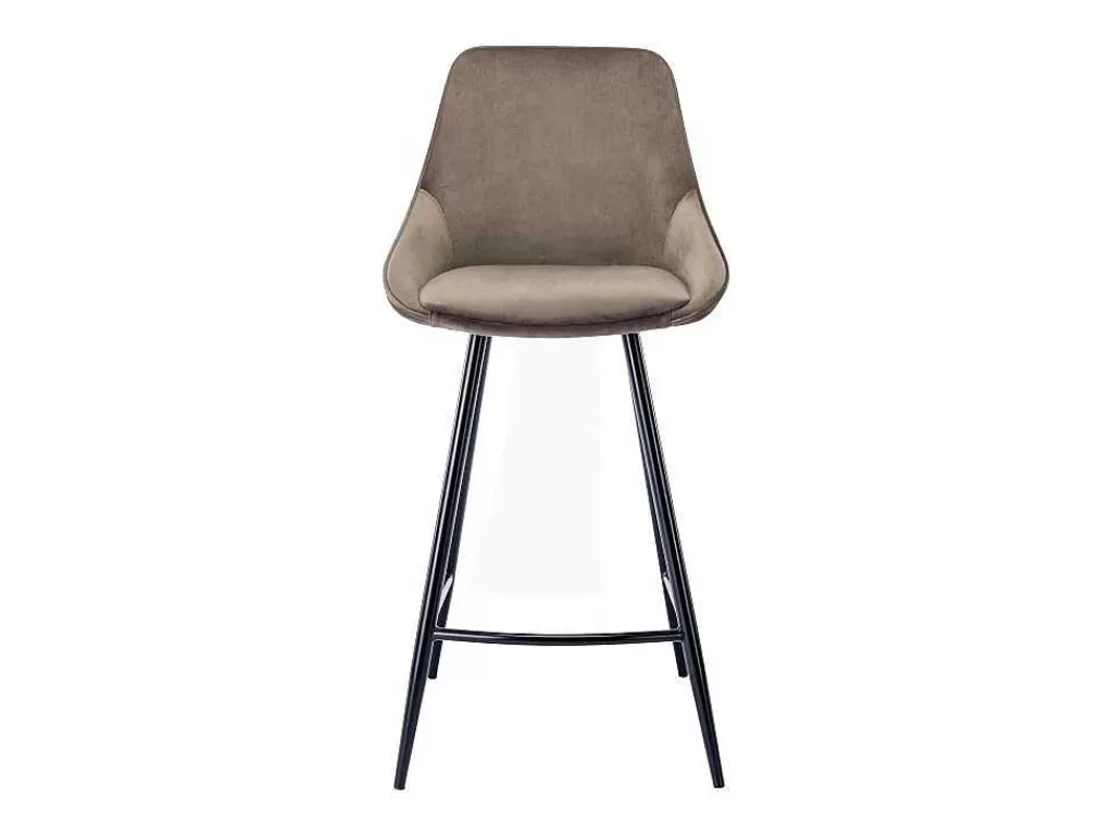 Bancos De Bar*Vente-unique Conjunto De 2 Bancos Altos Em Veludo Cor Taupe - Masurie