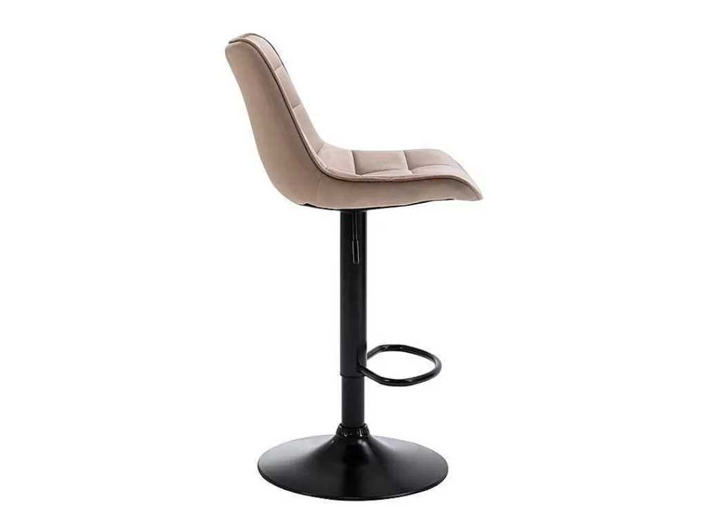 Bancos De Bar*Vente-unique Conjunto De 2 Bancos Altos Em Veludo E Metal Cor Bege - Lima