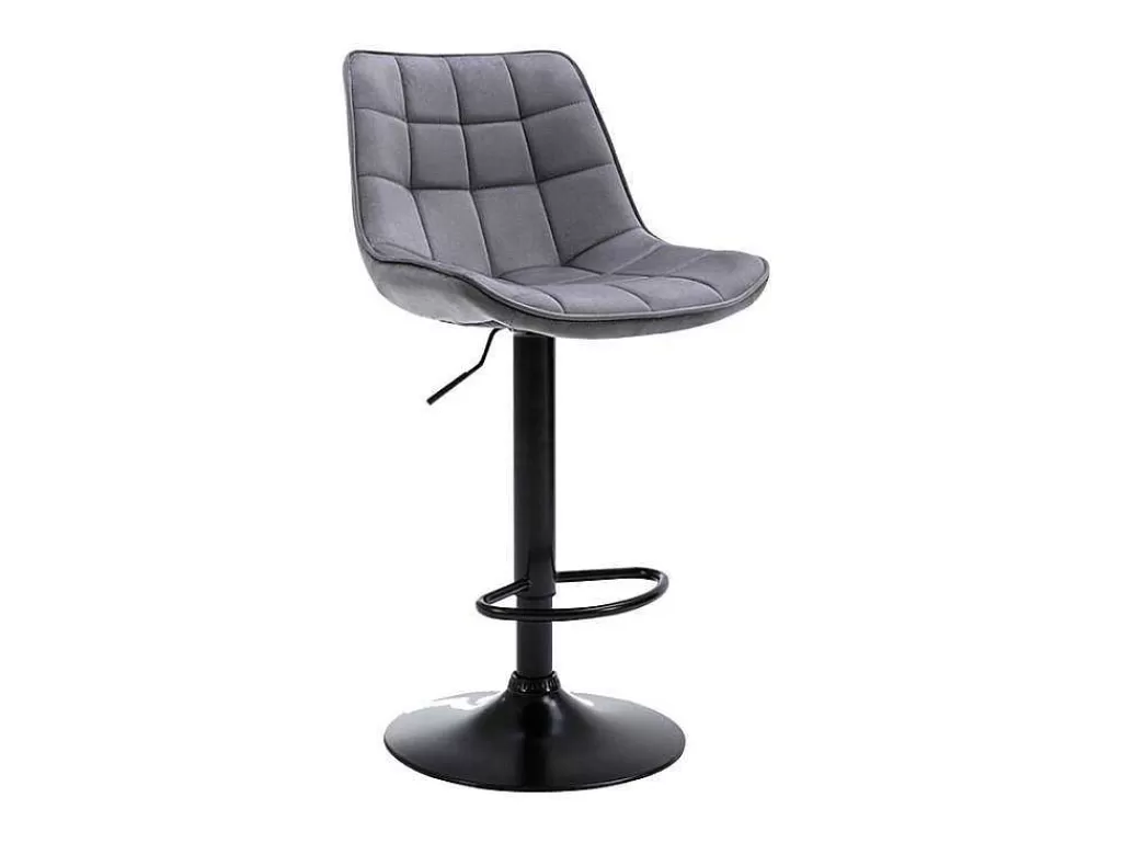Bancos De Bar*Vente-unique Conjunto De 2 Bancos Altos Em Veludo E Metal Cor Cinza - Lima