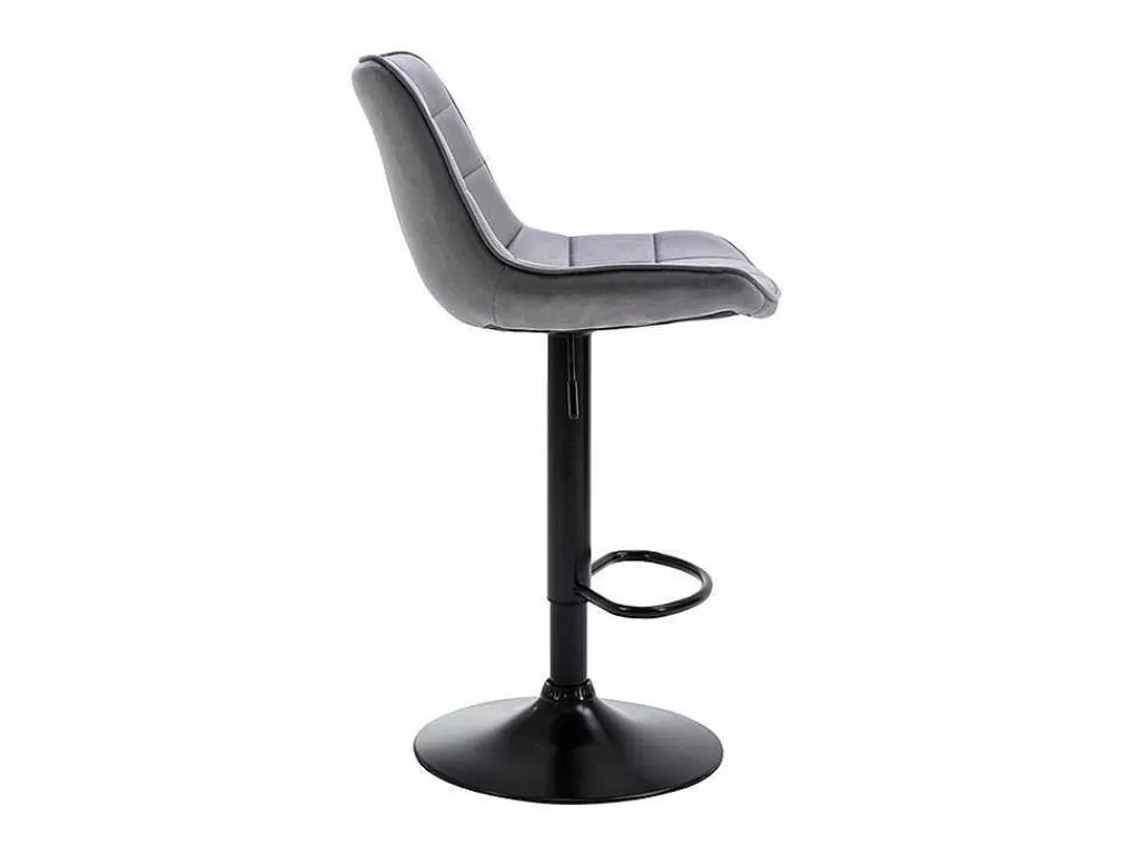 Bancos De Bar*Vente-unique Conjunto De 2 Bancos Altos Em Veludo E Metal Cor Cinza - Lima