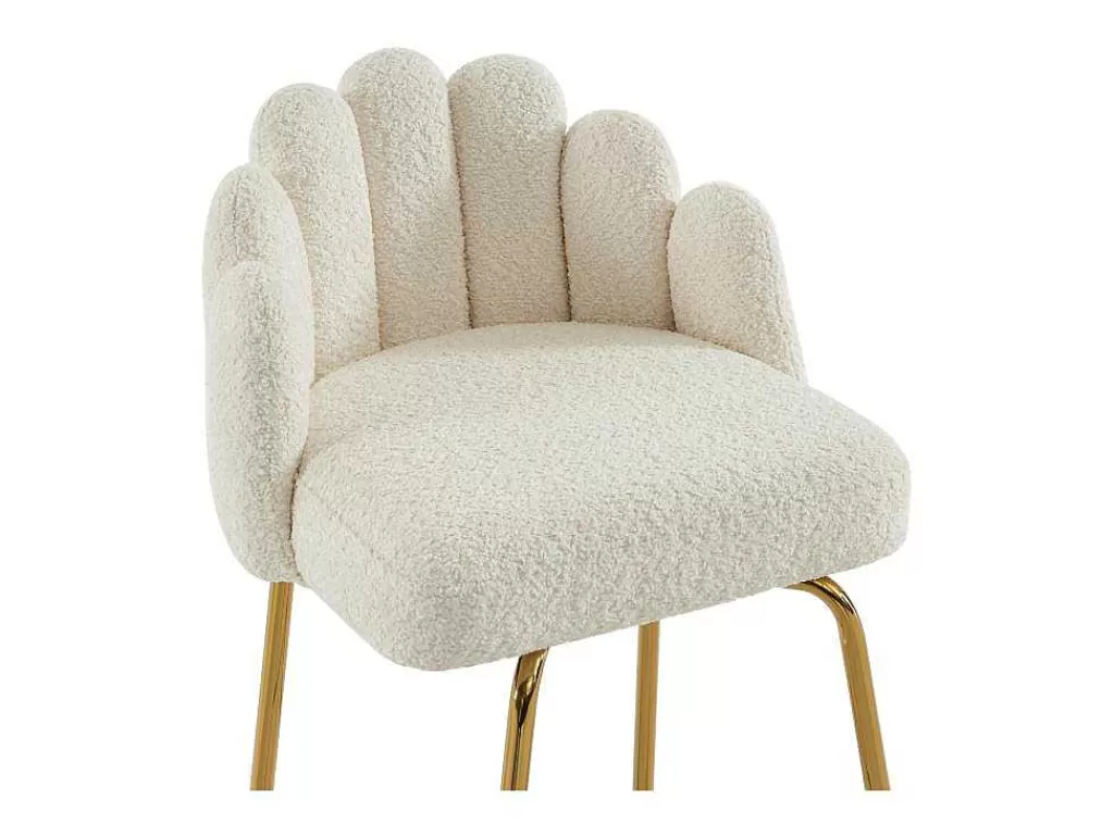 Bancos De Bar*PASCAL MORABITO Conjunto De 2 Bancos Altos Tecido Boucle E Metal Dourado, Cor Creme - Altinam De