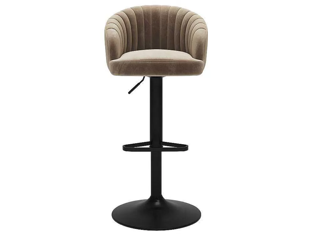Promoções Sala*Vente-unique Conjunto De 2 Bancos Altos Tecido E Metal Bege - Doraliz
