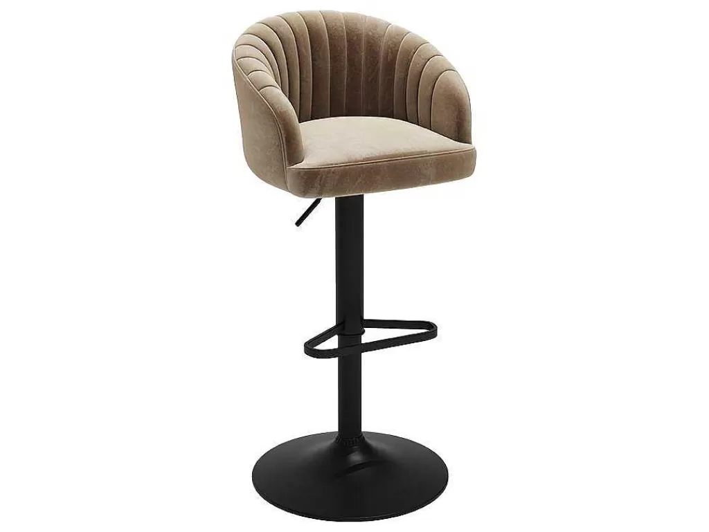 Promoções Sala*Vente-unique Conjunto De 2 Bancos Altos Tecido E Metal Bege - Doraliz
