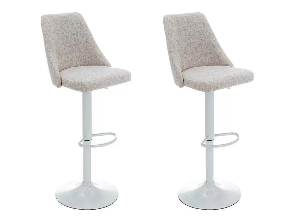 Bancos De Bar*Vente-unique Conjunto De 2 Bancos Altos Tecido E Metal Branco, Cor Bege - Kiyola