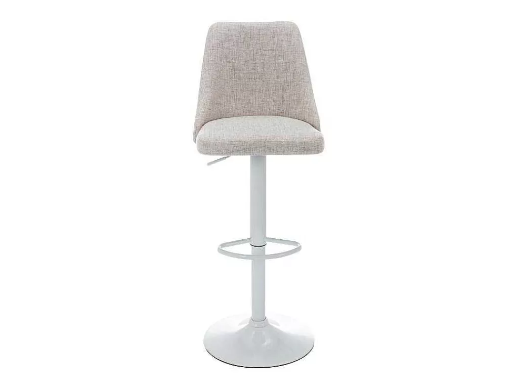 Bancos De Bar*Vente-unique Conjunto De 2 Bancos Altos Tecido E Metal Branco, Cor Bege - Kiyola