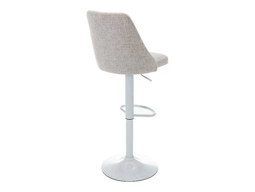 Bancos De Bar*Vente-unique Conjunto De 2 Bancos Altos Tecido E Metal Branco, Cor Bege - Kiyola