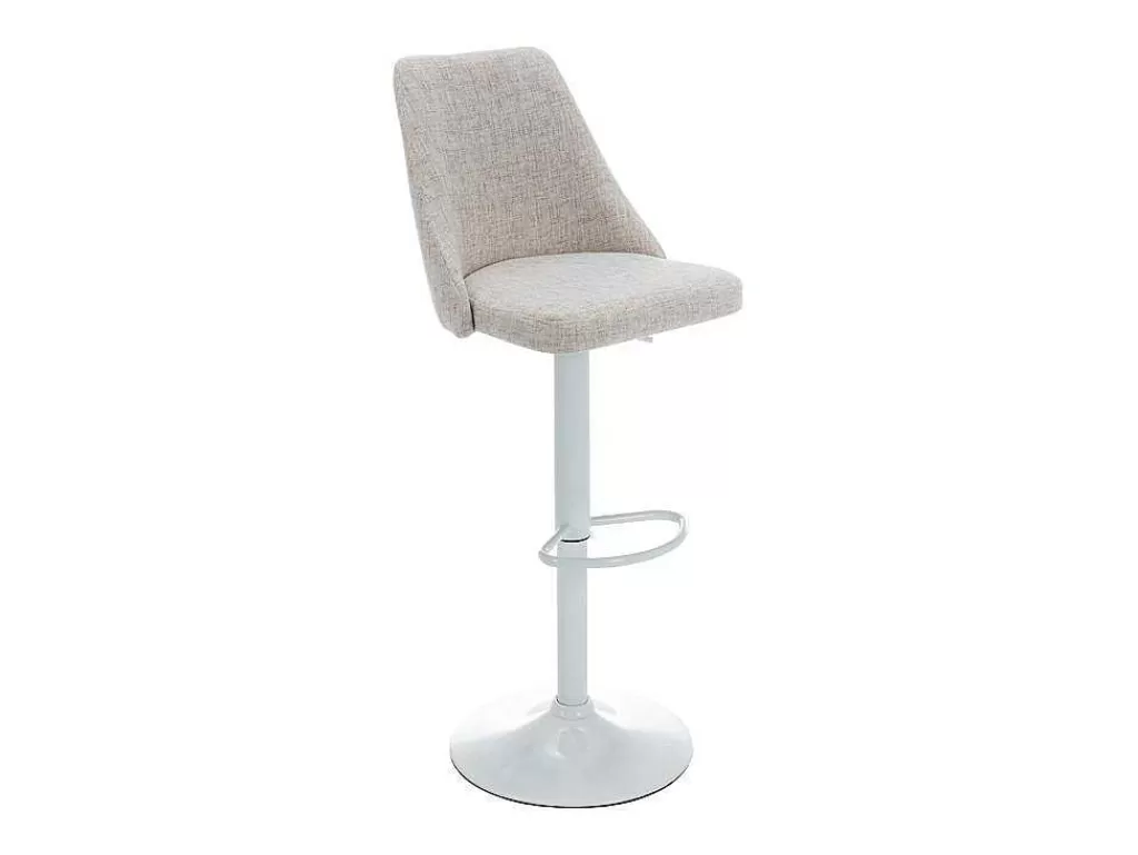 Bancos De Bar*Vente-unique Conjunto De 2 Bancos Altos Tecido E Metal Branco, Cor Bege - Kiyola