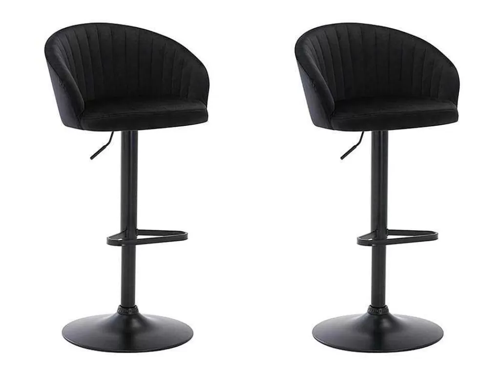 Promoções Sala*Vente-unique Conjunto De 2 Bancos Altos Tecido E Metal Preto - Doraliz