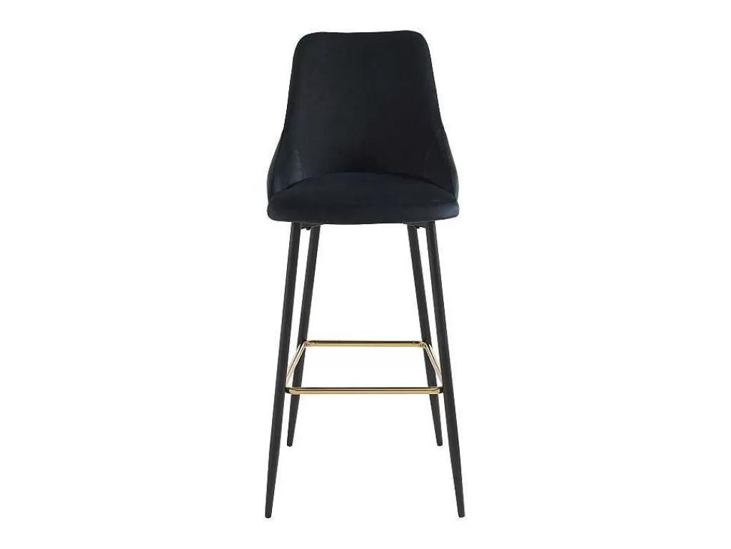 Promoções Sala*Vente-unique Conjunto De 2 Bancos Altos Veludo E Metal Preto - Vevlina