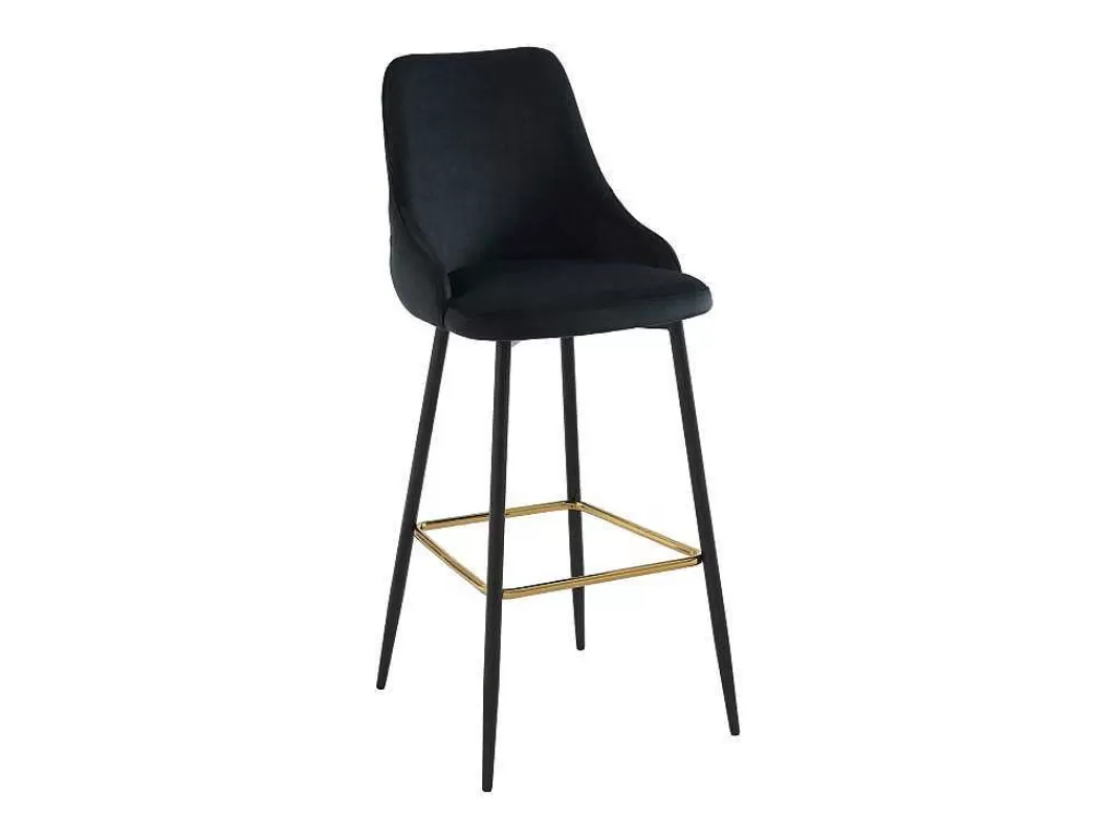 Promoções Sala*Vente-unique Conjunto De 2 Bancos Altos Veludo E Metal Preto - Vevlina