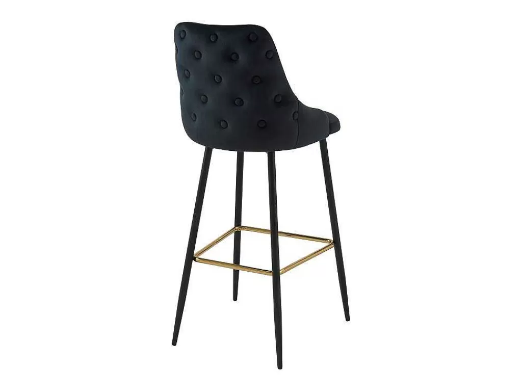 Promoções Sala*Vente-unique Conjunto De 2 Bancos Altos Veludo E Metal Preto - Vevlina