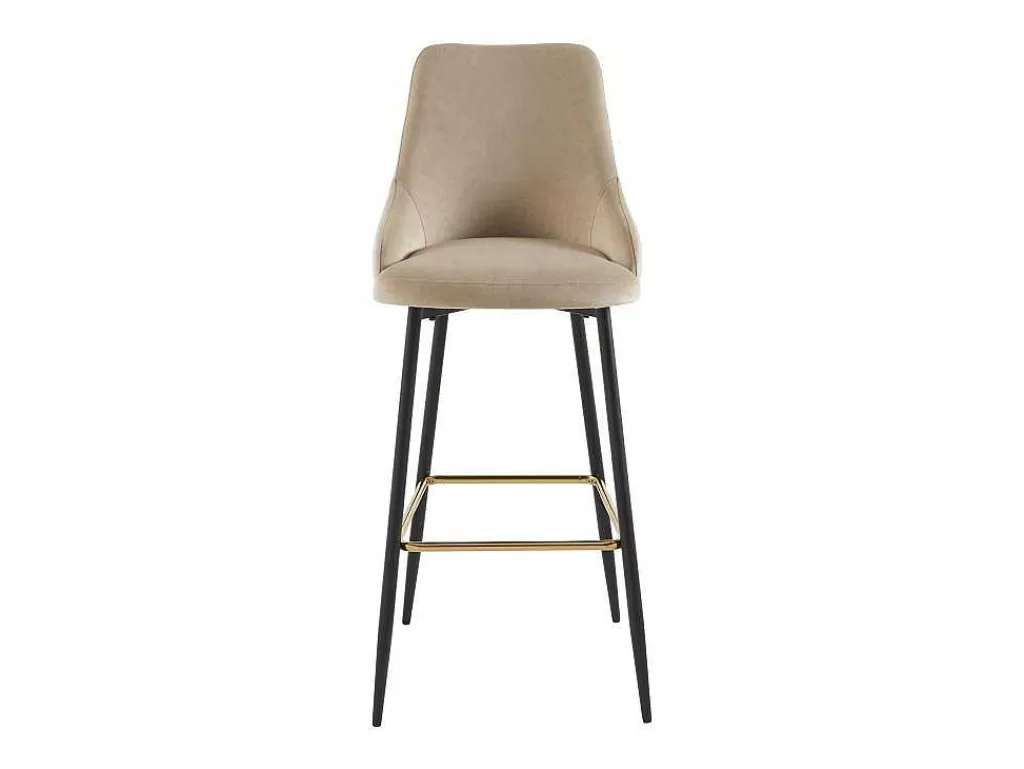 Bancos De Bar*Vente-unique Conjunto De 2 Bancos Altos Veludo E Metal Preto, Cor Bege - Vevlina