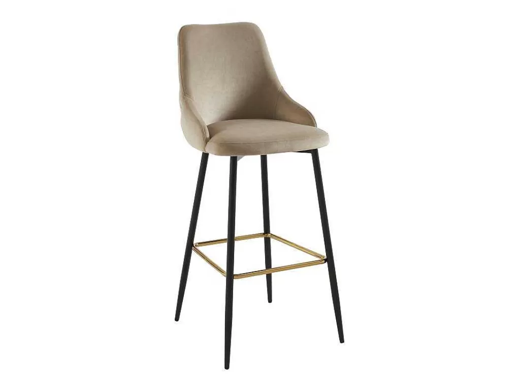 Bancos De Bar*Vente-unique Conjunto De 2 Bancos Altos Veludo E Metal Preto, Cor Bege - Vevlina