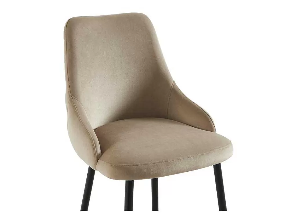 Bancos De Bar*Vente-unique Conjunto De 2 Bancos Altos Veludo E Metal Preto, Cor Bege - Vevlina