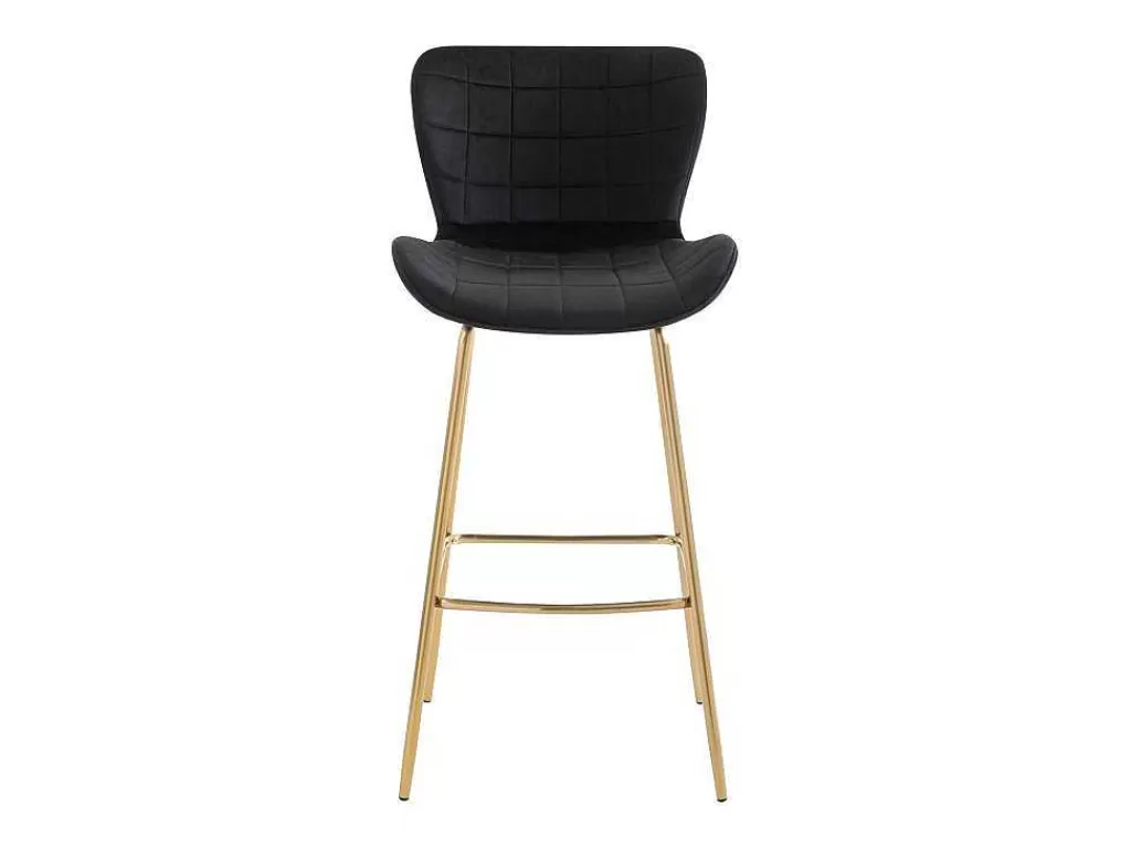 Bancos De Bar*Vente-unique Conjunto De 2 Bancos Em Veludo E Metal Cor Preto - Tanaro