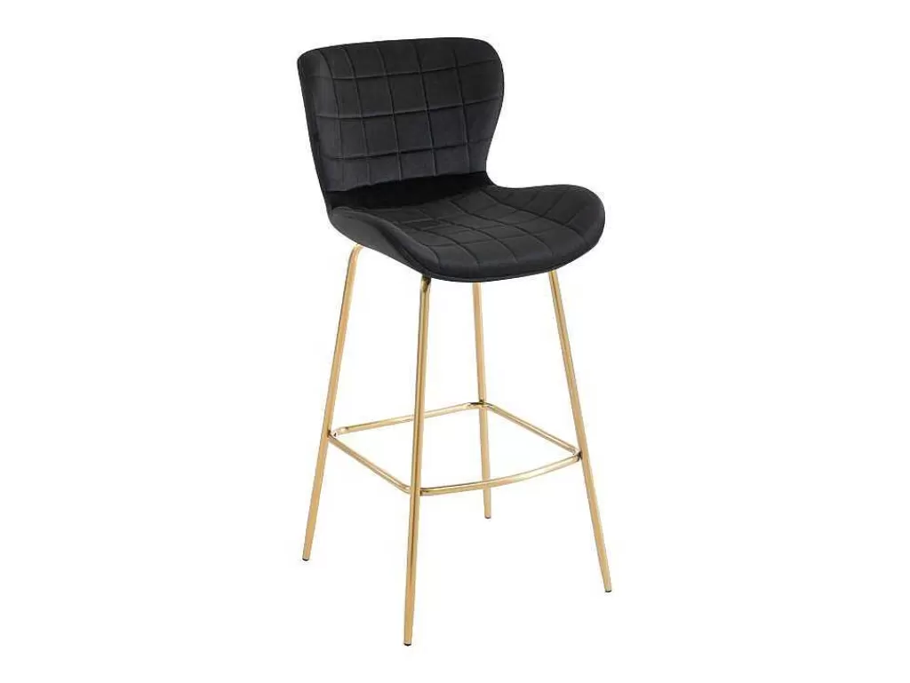 Bancos De Bar*Vente-unique Conjunto De 2 Bancos Em Veludo E Metal Cor Preto - Tanaro