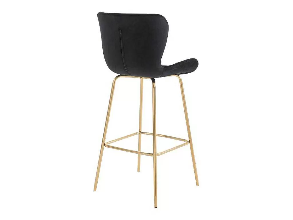 Bancos De Bar*Vente-unique Conjunto De 2 Bancos Em Veludo E Metal Cor Preto - Tanaro