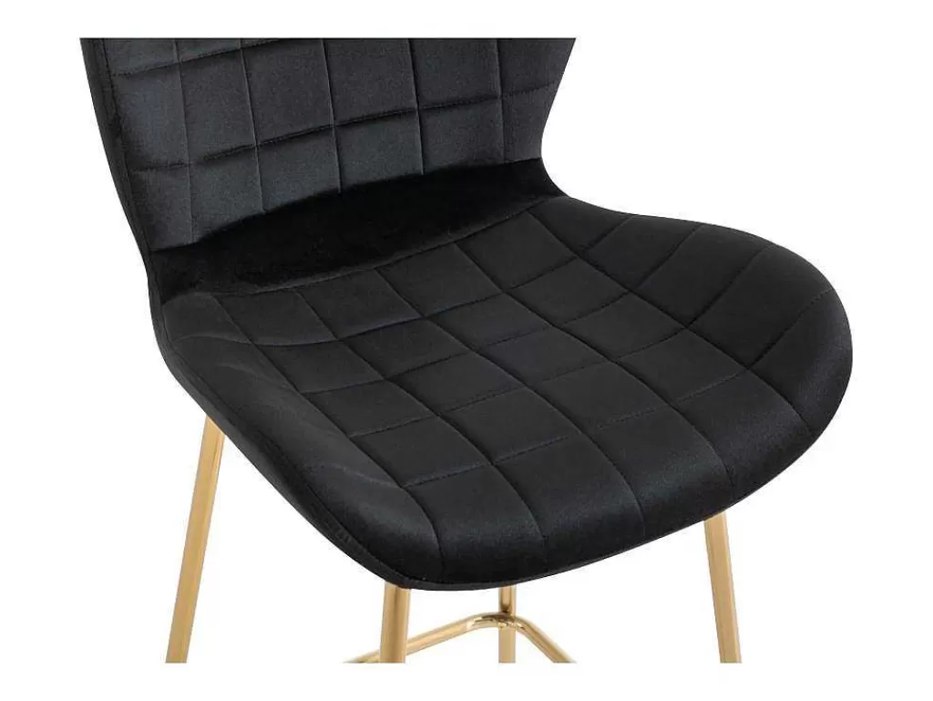 Bancos De Bar*Vente-unique Conjunto De 2 Bancos Em Veludo E Metal Cor Preto - Tanaro