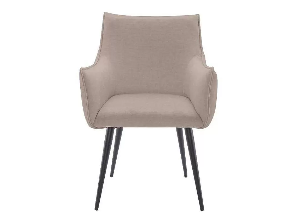 Promoções Sala*Vente-unique Conjunto De 2 Cadeiras Com Apoio De Bracos Tecido E Metal Preto, Cor Bege - Odilona