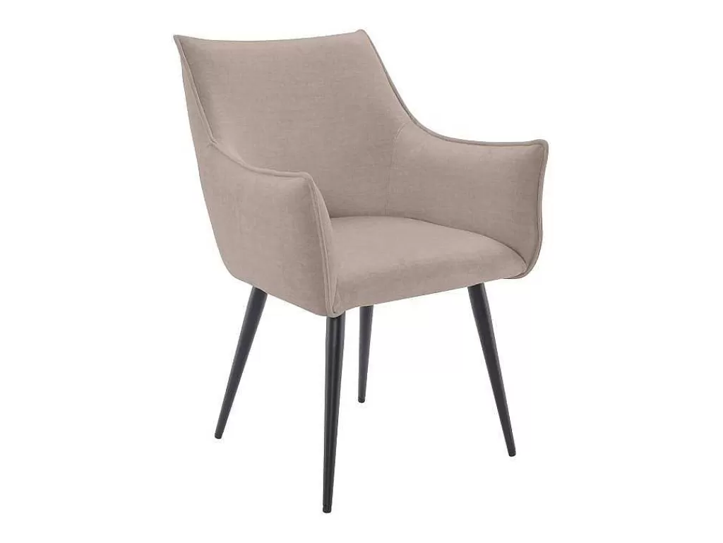 Promoções Sala*Vente-unique Conjunto De 2 Cadeiras Com Apoio De Bracos Tecido E Metal Preto, Cor Bege - Odilona