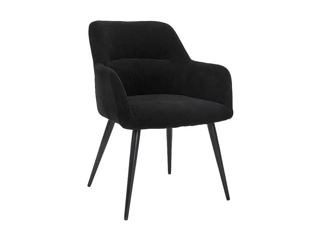 Cadeira*Vente-unique Conjunto De 2 Cadeiras Com Apoios De Bracos Em Tecido E Metal Preto - Heka
