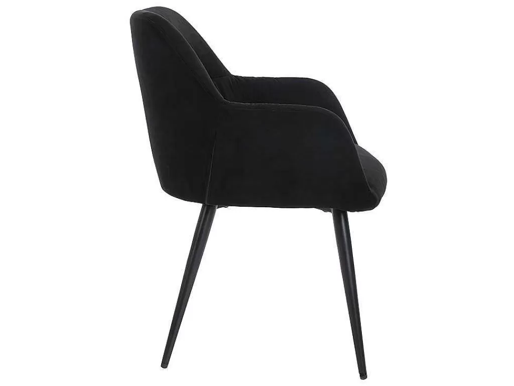 Cadeira*Vente-unique Conjunto De 2 Cadeiras Com Apoios De Bracos Em Tecido E Metal Preto - Heka