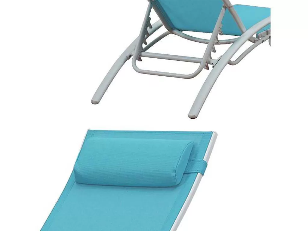 Espreguiçadeira*Happy Garden Conjunto De 2 Cadeiras De Conves Galapagos Azul Têxtileno - Aluminio Branco