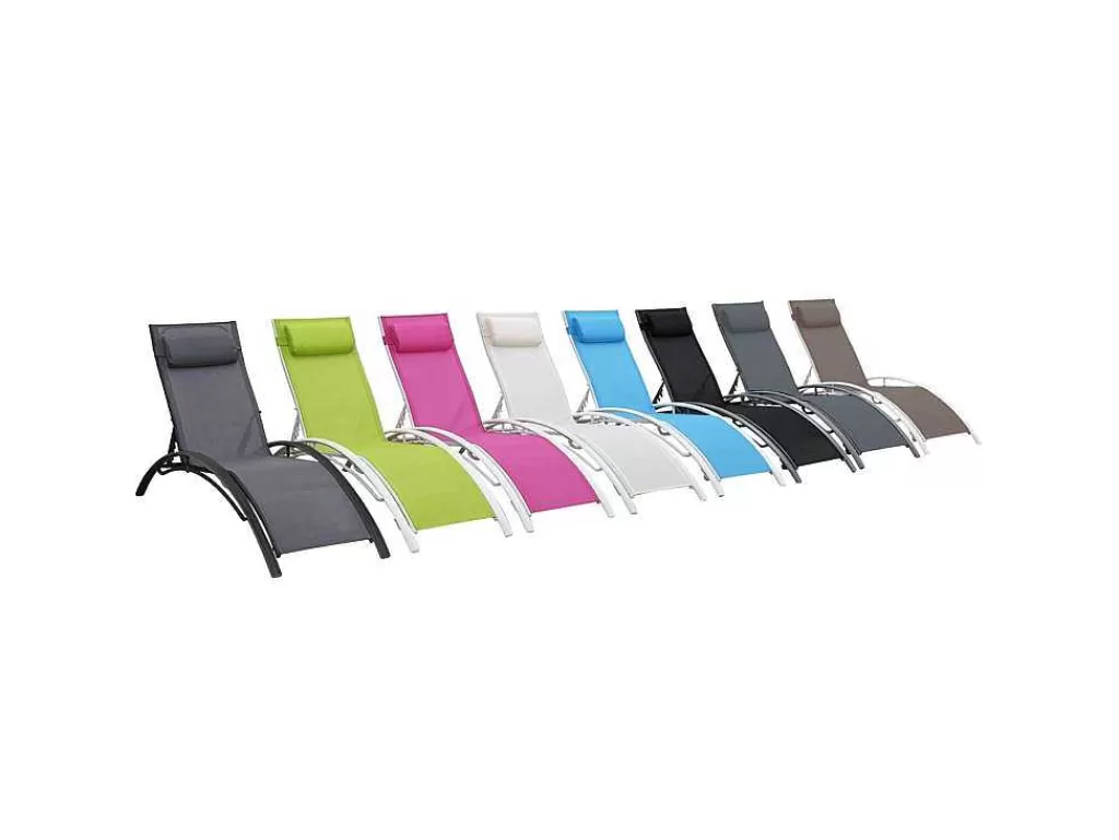 Espreguiçadeira*Happy Garden Conjunto De 2 Cadeiras De Conves Galapagos Azul Têxtileno - Aluminio Branco