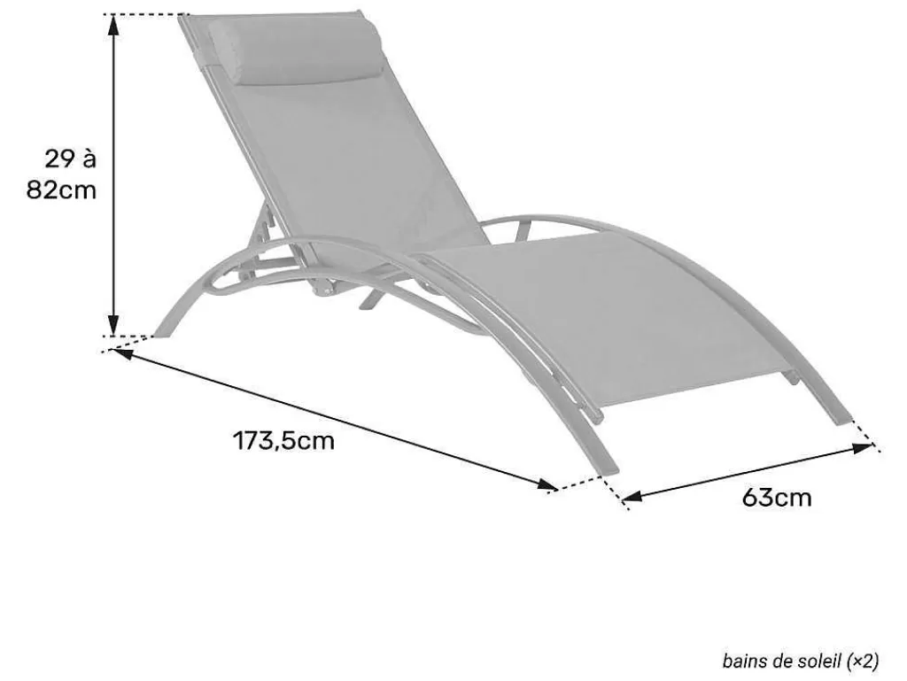 Espreguiçadeira*Happy Garden Conjunto De 2 Cadeiras De Conves Galapagos De Têxtil Branco - Aluminio Branco