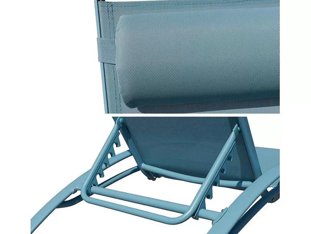 Espreguiçadeira*Happy Garden Conjunto De 2 Cadeiras De Conves Galapagos Em Têxtileno Azul Claro - Aluminio Azul Claro
