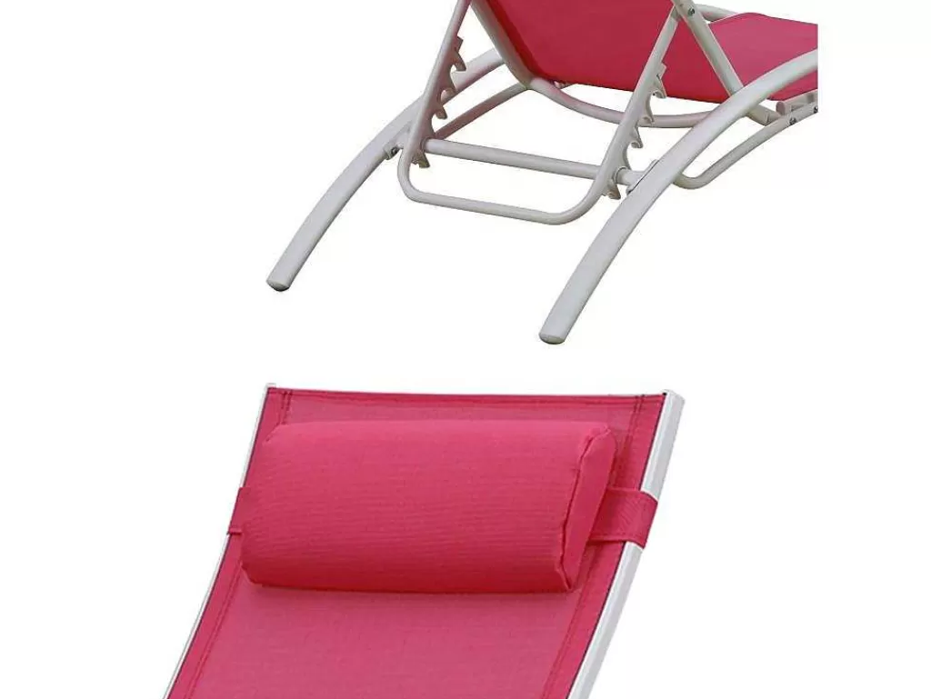 Espreguiçadeira*Happy Garden Conjunto De 2 Cadeiras De Conves Galapagos Em Têxtileno Rosa - Aluminio Branco