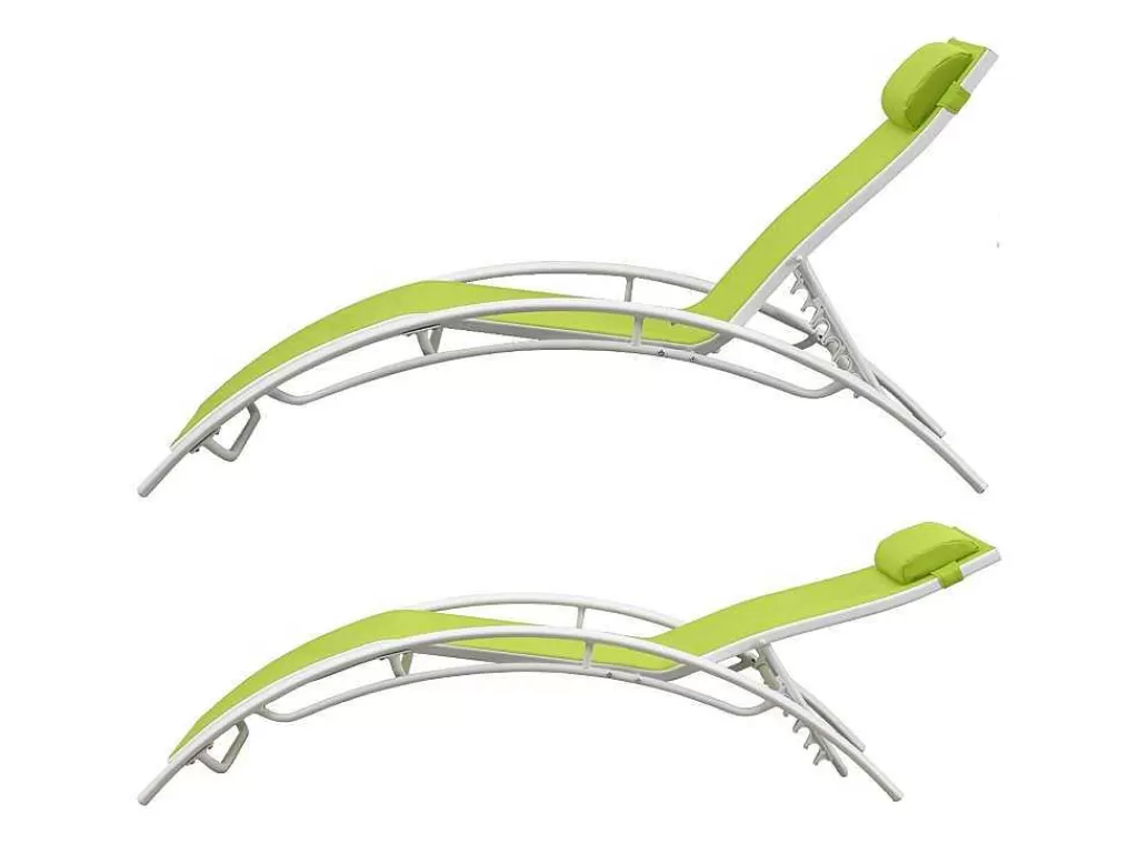 Espreguiçadeira*Happy Garden Conjunto De 2 Cadeiras De Conves Galapagos Verde Têxtilene - Aluminio Branco