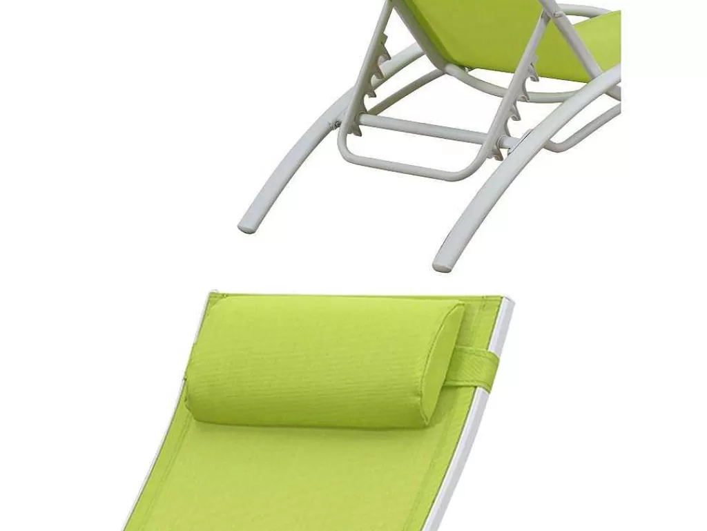 Espreguiçadeira*Happy Garden Conjunto De 2 Cadeiras De Conves Galapagos Verde Têxtilene - Aluminio Branco