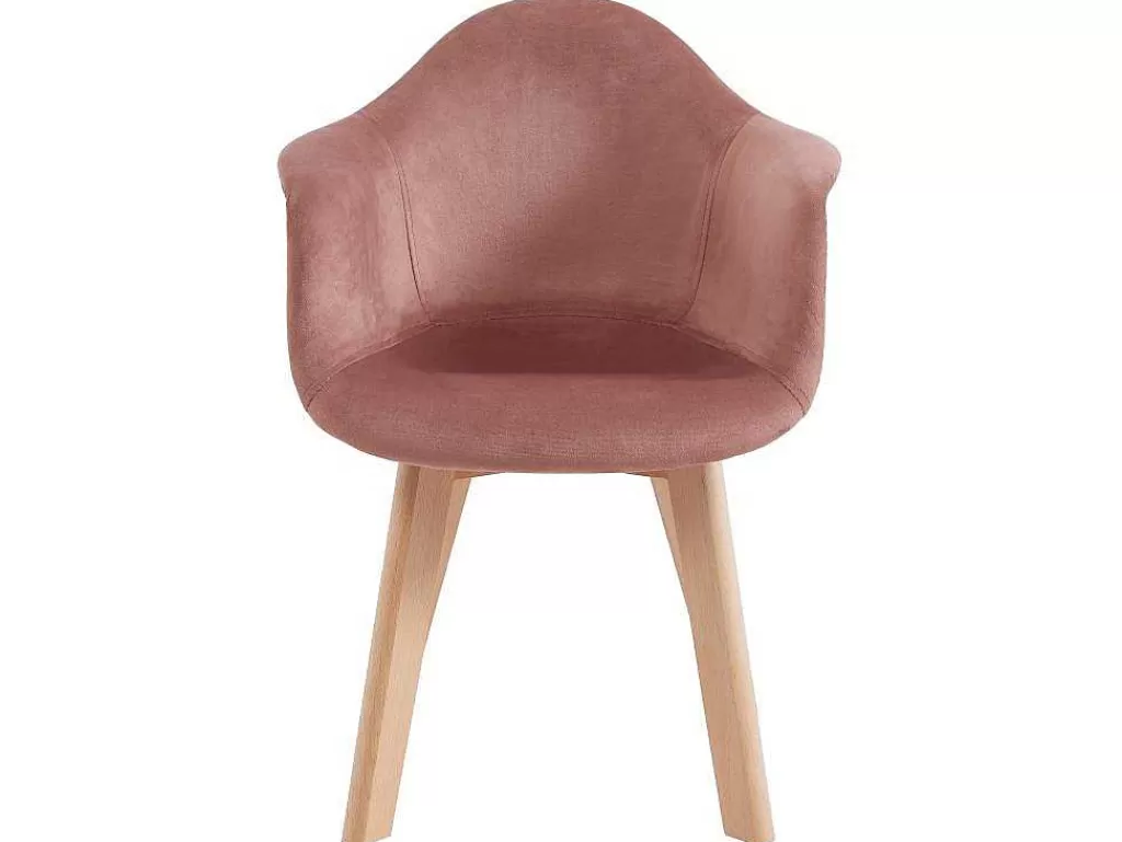 Promoções Sala*Vente-unique Conjunto De 2 Cadeiras De Criança Com Apoios De Bracos Em Veludo E Faia Cor-De-Rosa - Poupinette