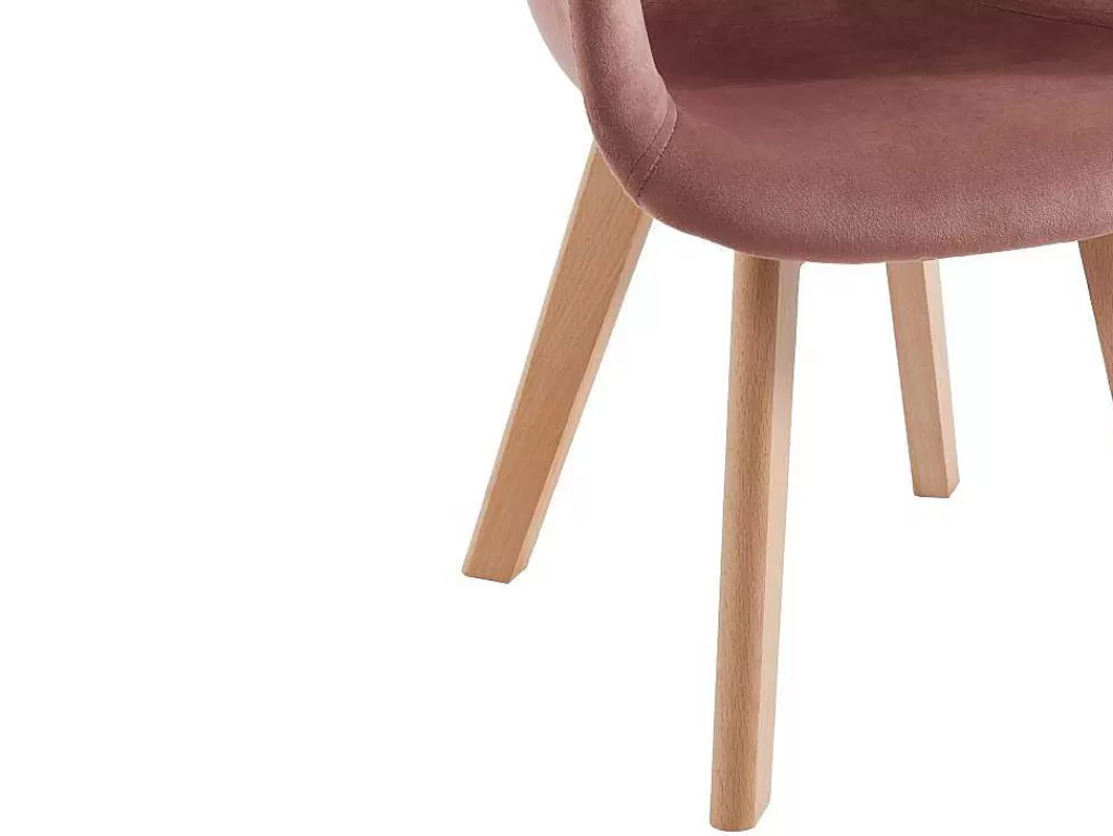 Promoções Sala*Vente-unique Conjunto De 2 Cadeiras De Criança Com Apoios De Bracos Em Veludo E Faia Cor-De-Rosa - Poupinette