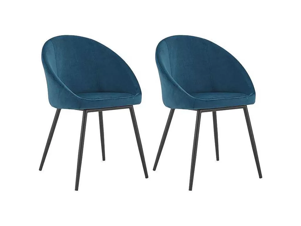 Promoções Sala*Happy Garden Conjunto De 2 Cadeiras De Veludo Azul Diane Vintage