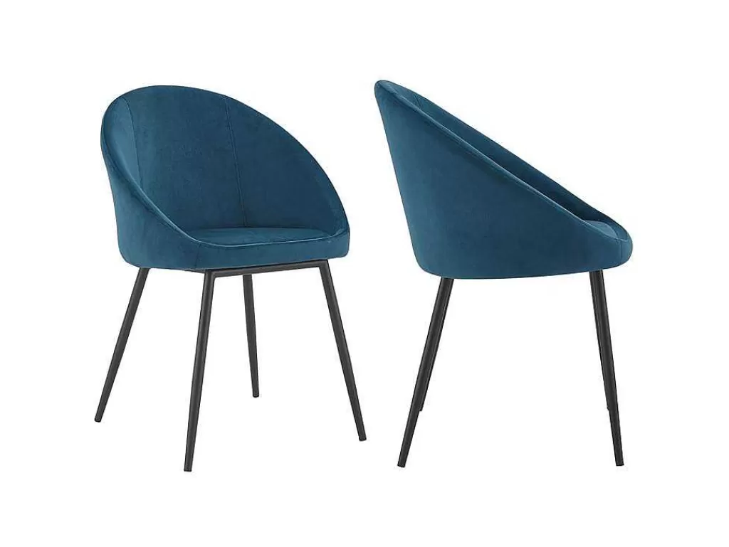 Promoções Sala*Happy Garden Conjunto De 2 Cadeiras De Veludo Azul Diane Vintage