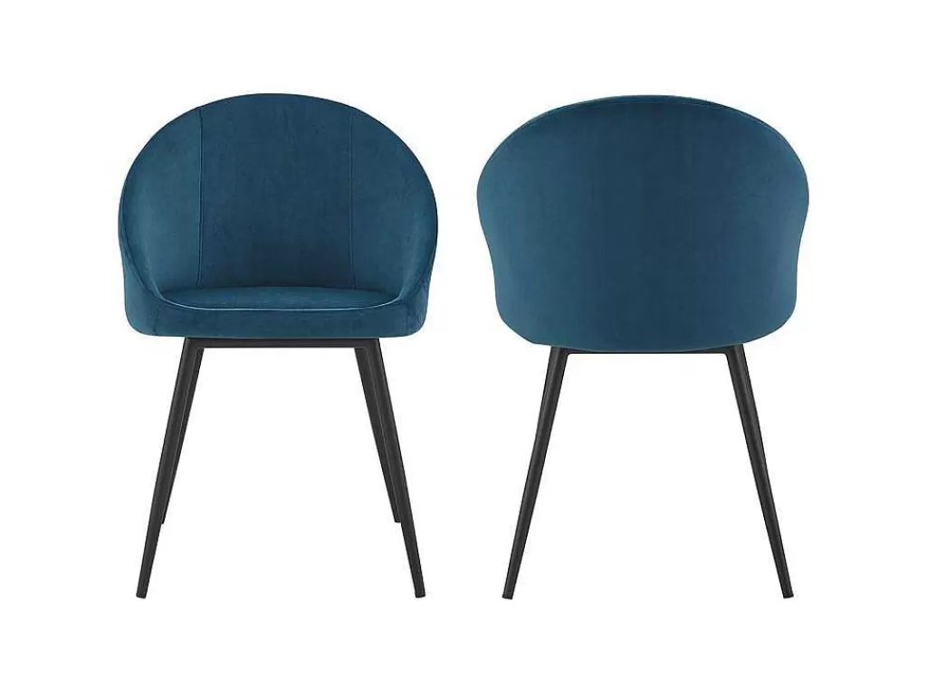 Promoções Sala*Happy Garden Conjunto De 2 Cadeiras De Veludo Azul Diane Vintage