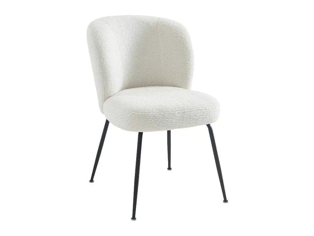 Cadeira*Vente-unique Conjunto De 2 Cadeiras Em Tecido Boucle E Metal Branco Pascal Morabito - Polpona