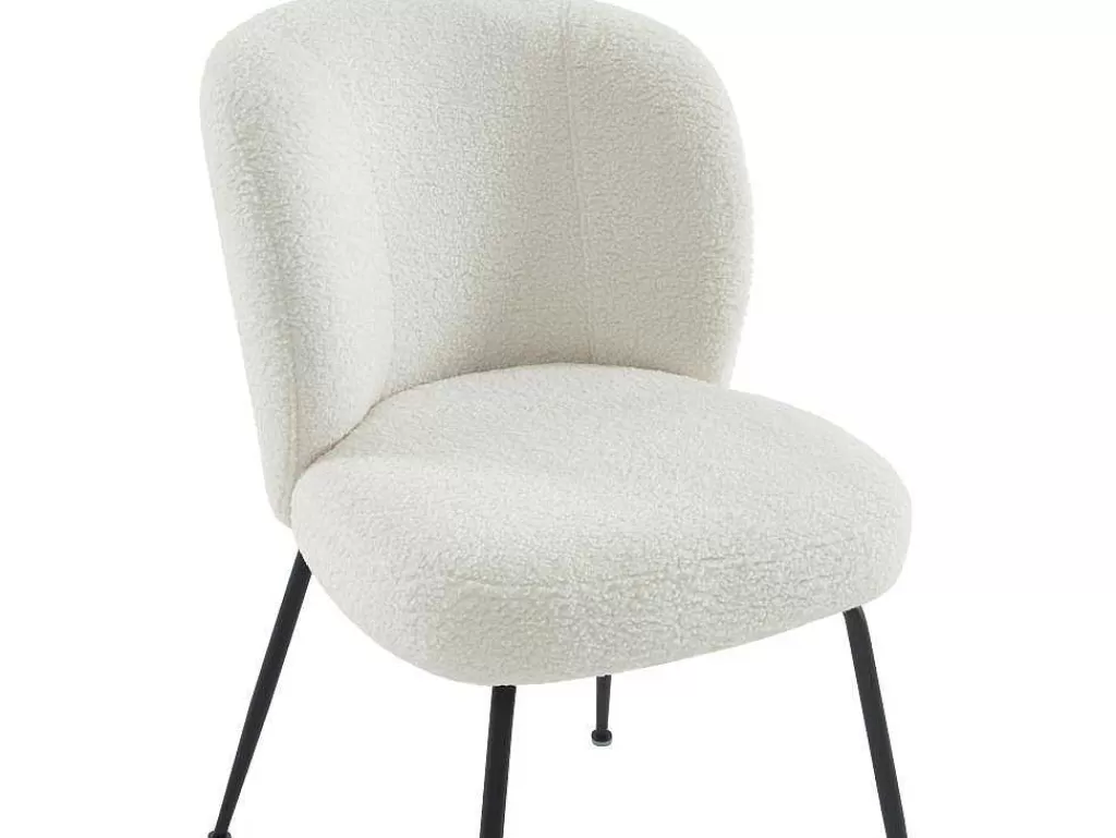Cadeira*Vente-unique Conjunto De 2 Cadeiras Em Tecido Boucle E Metal Branco Pascal Morabito - Polpona