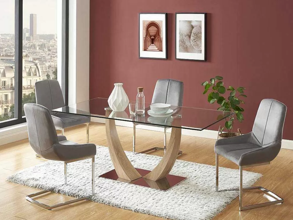 Cadeira*Vente-unique Conjunto De 2 Cadeiras Em Veludo E Metal, Cor Cinza - Berlona