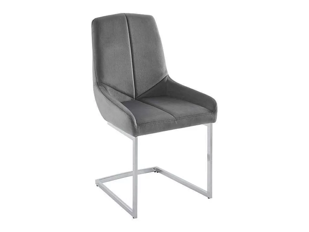 Cadeira*Vente-unique Conjunto De 2 Cadeiras Em Veludo E Metal, Cor Cinza - Berlona