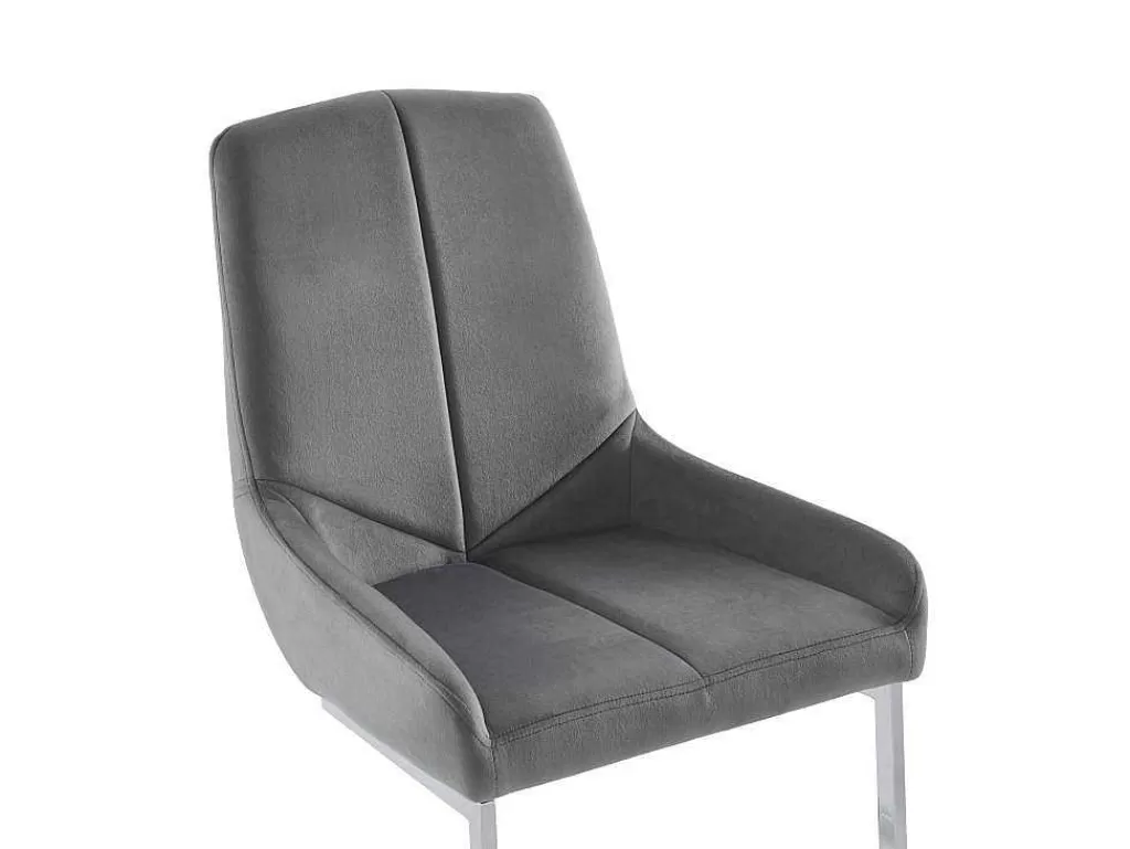 Cadeira*Vente-unique Conjunto De 2 Cadeiras Em Veludo E Metal, Cor Cinza - Berlona
