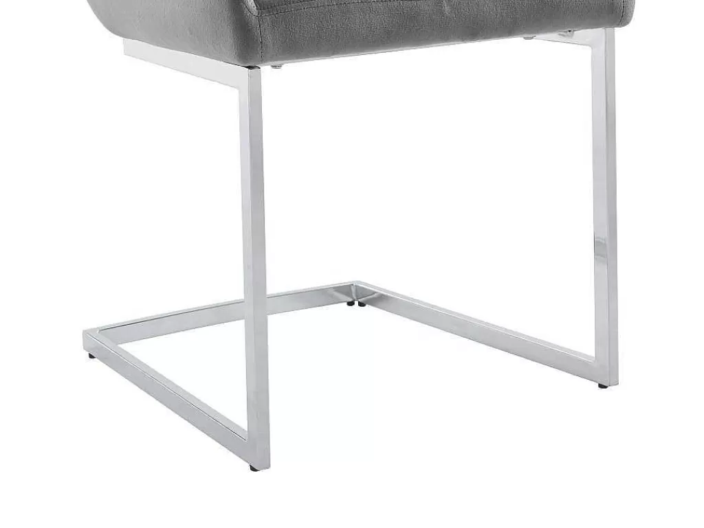 Cadeira*Vente-unique Conjunto De 2 Cadeiras Em Veludo E Metal, Cor Cinza - Berlona