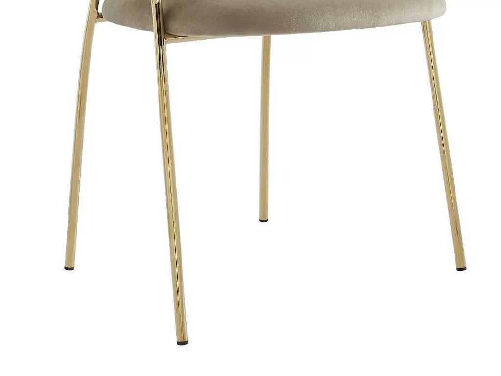 Promoções Sala*PASCAL MORABITO Conjunto De 2 Cadeiras Em Veludo E Metal Dourado, Cor Bege - Madolia De
