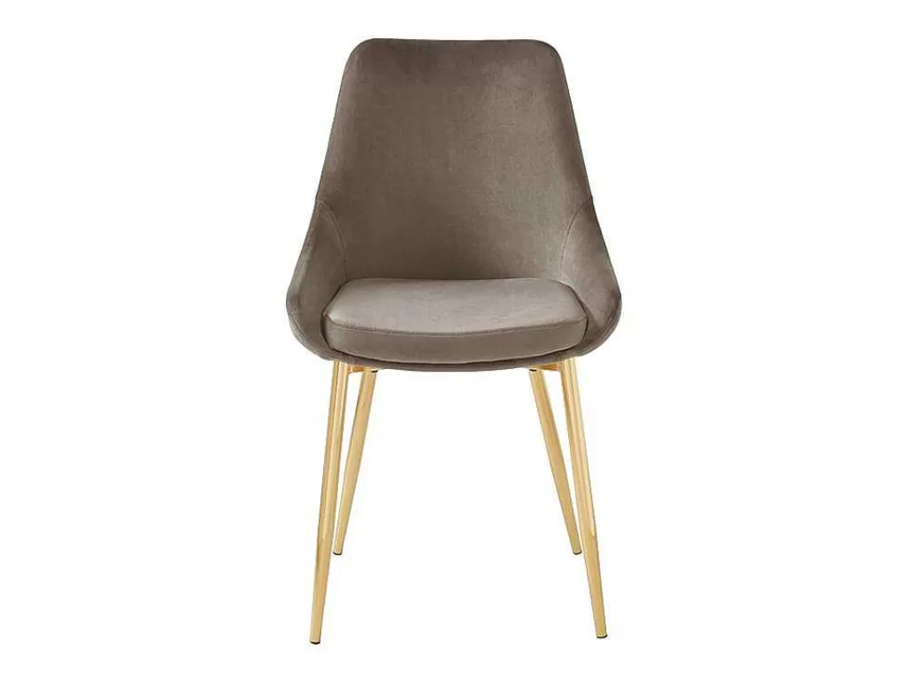 Cadeira*Vente-unique Conjunto De 2 Cadeiras Em Veludo E Metal Dourado Cor Taupe - Masurie